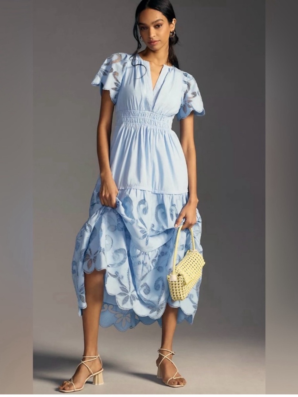 By Anthropologie The Somerset Blue Maxi Dress The Cutwork Edition Size Large